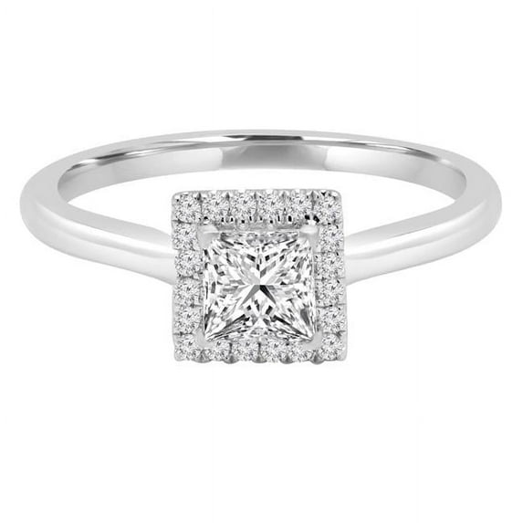 0.5 CTW Princess Diamond Princess Halo Engagement Ring in 18K White Gold