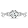 thumbnail image 1 of 0.5 CTW Round Diamond Braided Halo Engagement Ring in 18K White Gold - Size 6, 1 of 1
