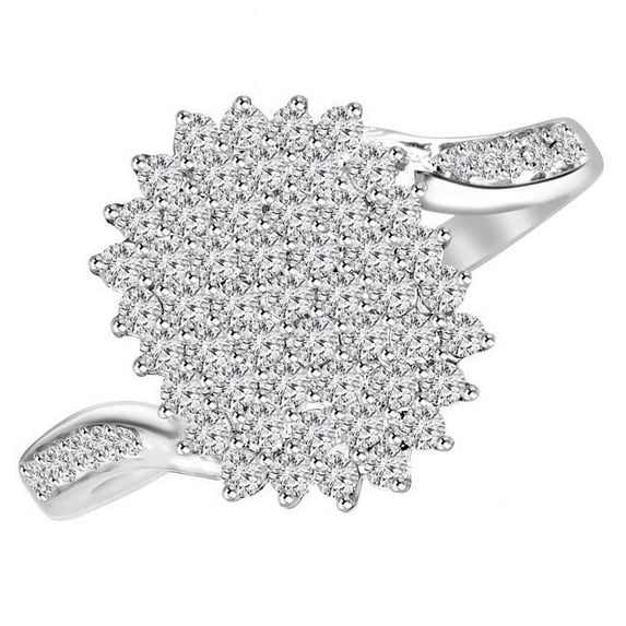 0.5 CTW Round Diamond Cluster Cocktail Ring in 14K White Gold - Size 3.75