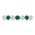 thumbnail image 1 of 0.5 CTW Round Green Emerald 7-Stone Alternating Semi-Eternity Anniversary Wedding Band Ring in 14K White Gold, 1 of 1