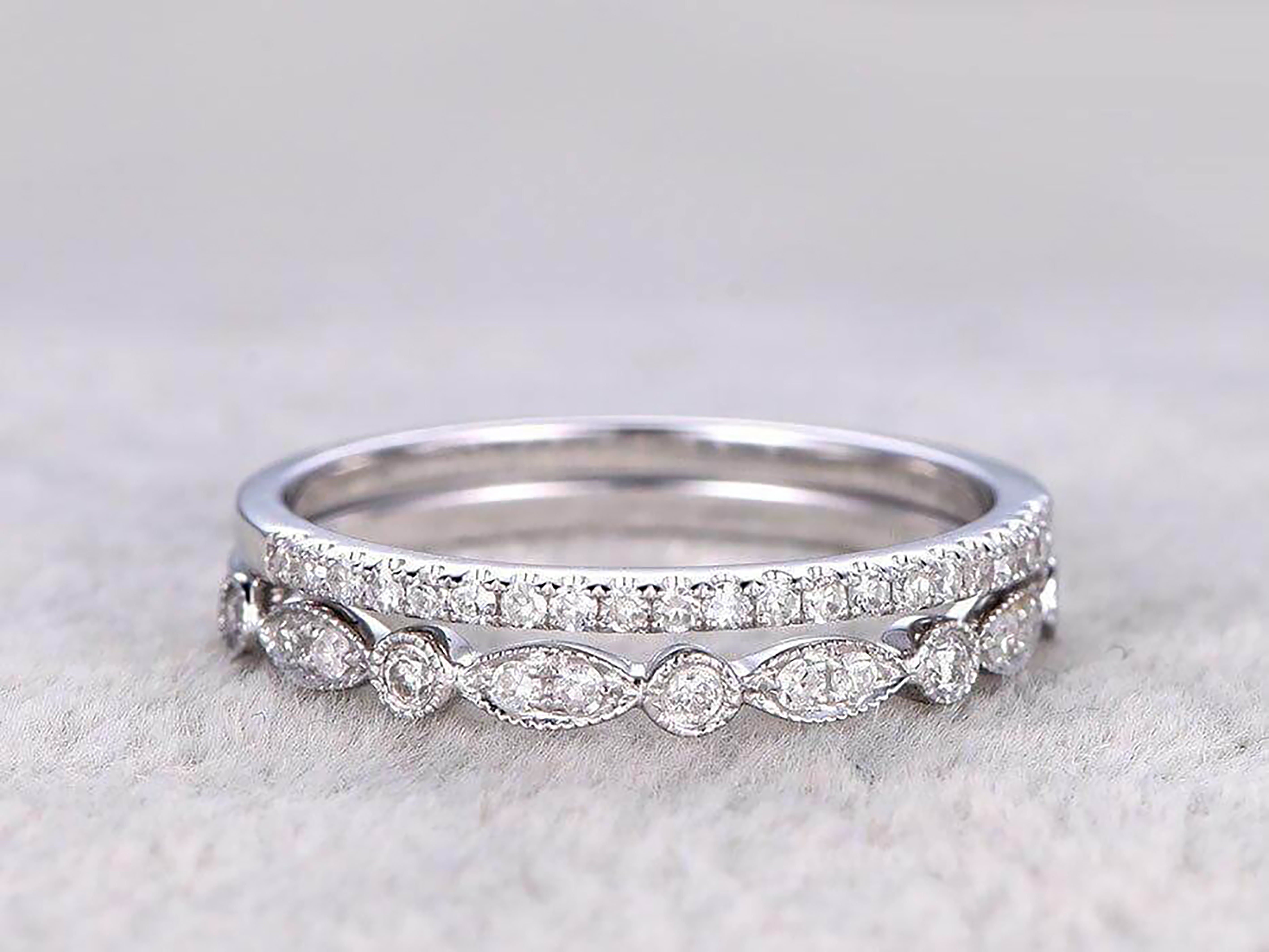 925 Sterling Silver Wedding Band, 5 Rows VVS Moissanite Diamond