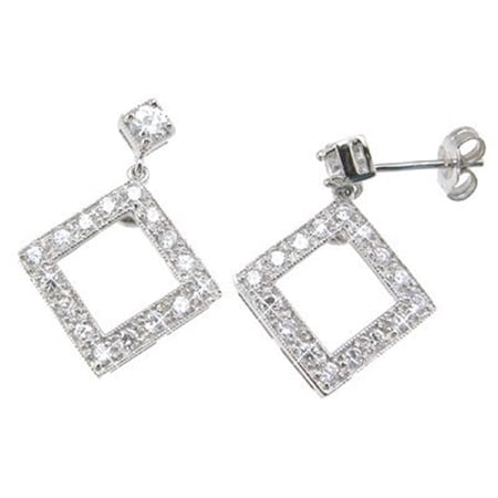 0.5 Carat 925 Sterling Silver Brilliant Fashion Pave Earrings, Rhodium Finish