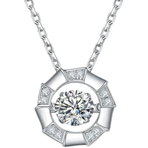 0.5 Carat Moissanite Pendant Necklace Womens Diamond Necklace 18K White Gold Lab Diamond Pendants Necklaces for Women's Moissanite Necklace Lab Women's Diamond Necklace