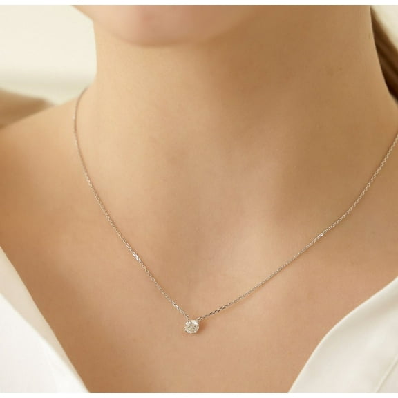 0.5 Carat Moissanite Solitaire Necklace in Sterling Silver,Dainty Diamond Necklace,Bridal Jewelry,Engagement Anniversary Gift(DN0001)