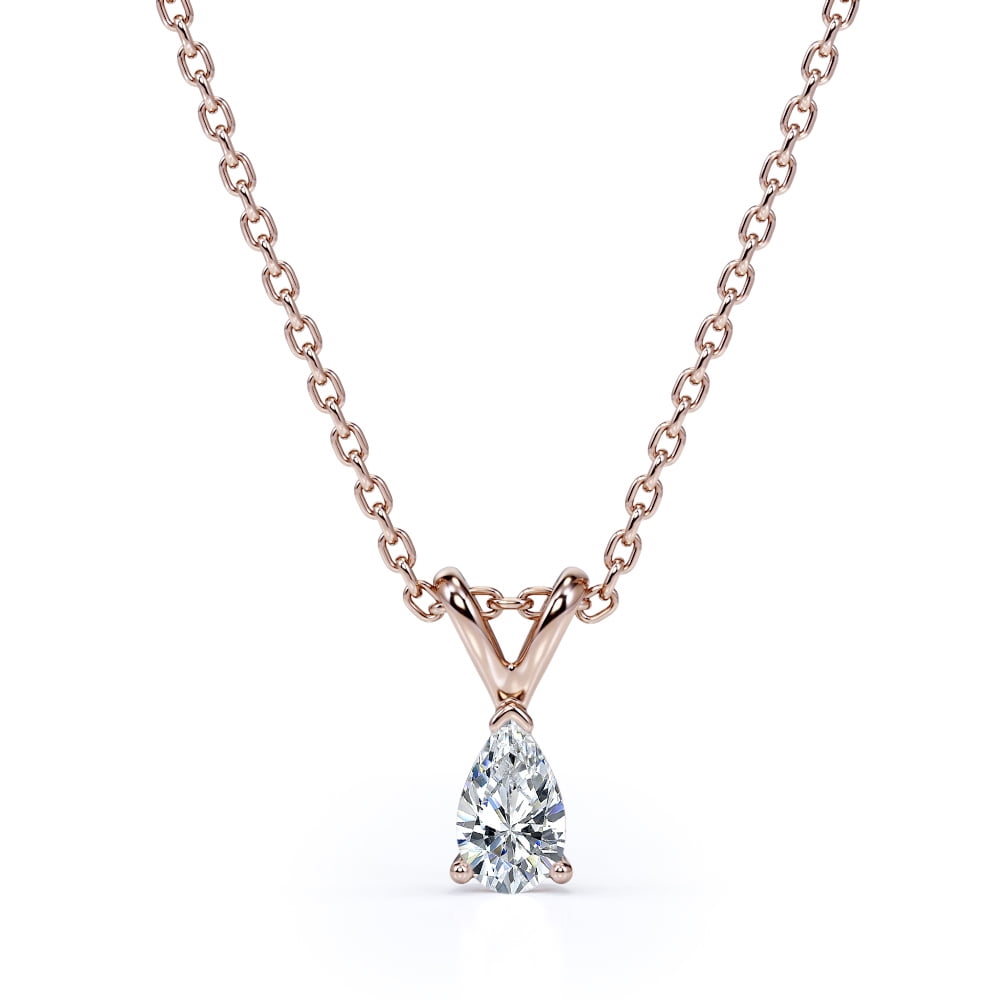 Solitaire 0.33 Carat Round Shape Diamond Pendant Necklace In 18K White Gold  Plating Over Silver