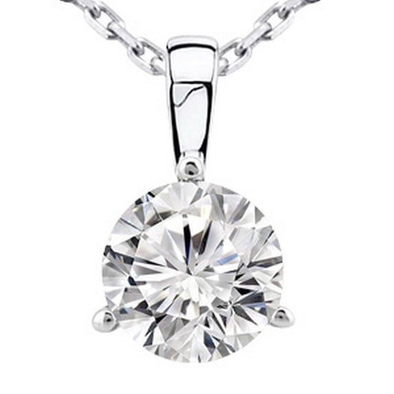 0.5 Carat Platinum Round Diamond 3 Prong Solitaire Pendant Necklace K ...