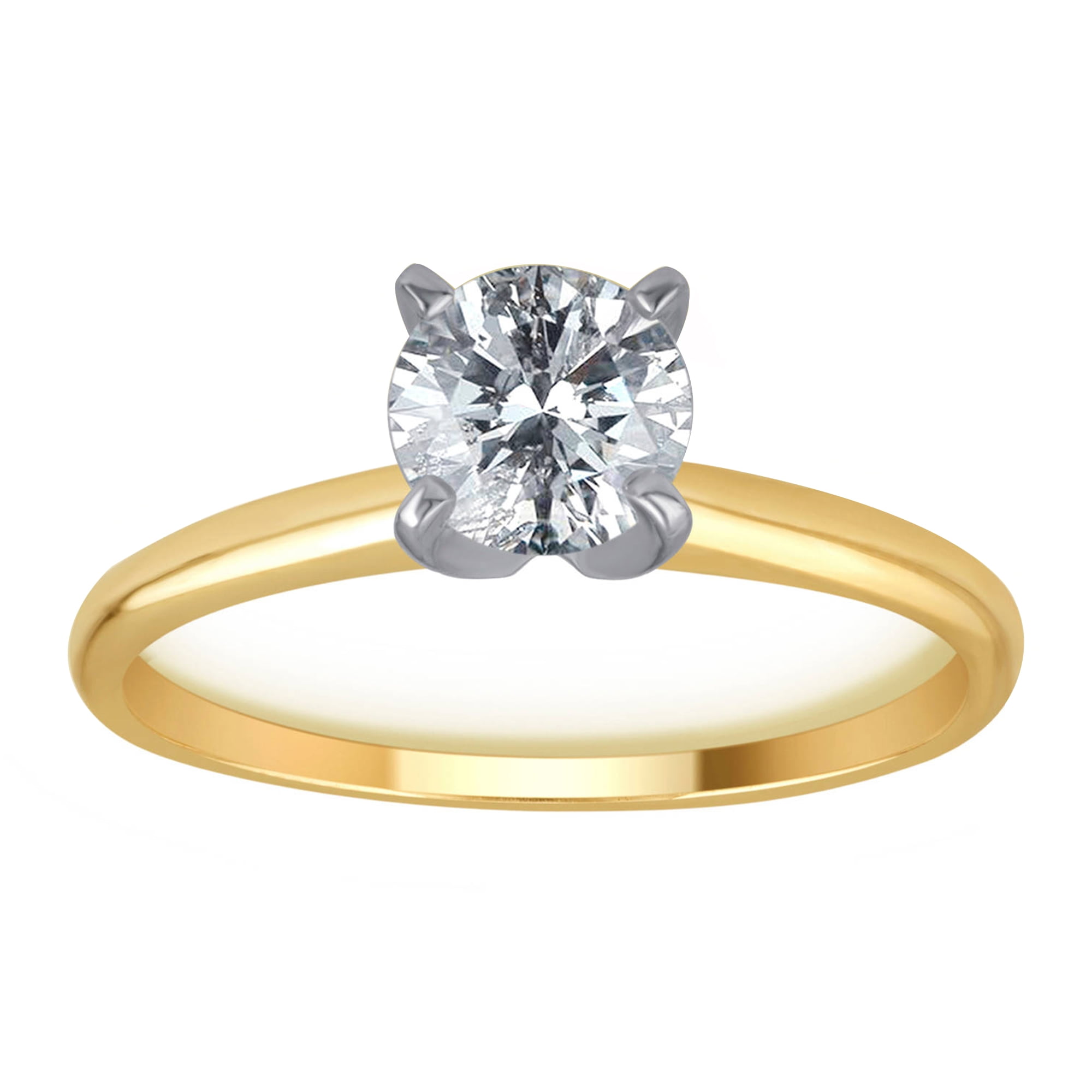 Diamond Solitaire Engagement Ring 5/8 ct tw Round 14K Yellow Gold (I2/I)