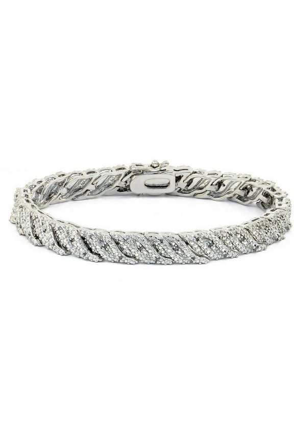 0.5 Carat T.W. Round White Diamond Rhodium-Plated Tennis Bracelet