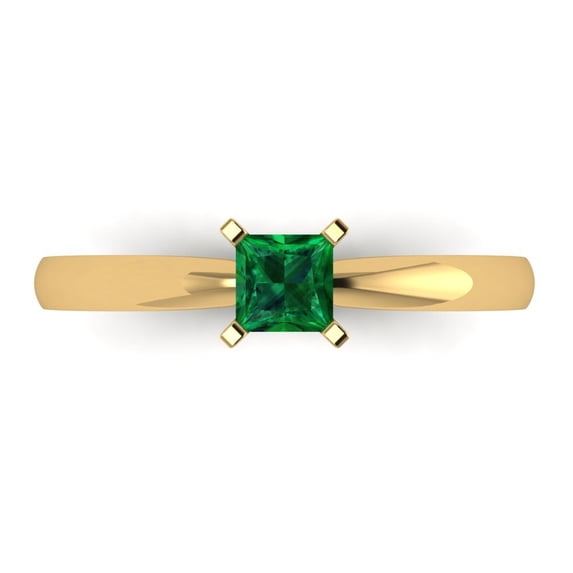 Solitaire Engagement Ring for Women - 0.5ct Simulated Emerald in 14K Yellow Gold Promise Ring