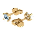 thumbnail image 1 of 0.5 Ct Princess Cut Studs Blue Natural Aquamarine 14K Yellow Solid Solid Gold Everyday Dainty Earrings Push Back, 1 of 7