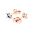thumbnail image 1 of 0.5 Ct Princess Cut Studs Blue Crystal 14K Rose Solid Gold Everyday Dainty Earrings Push Back, 1 of 7