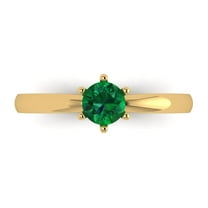 Solitaire Engagement Ring for Women - 0.5ct Simulated Emerald in 18K Yellow Gold Promise Ring