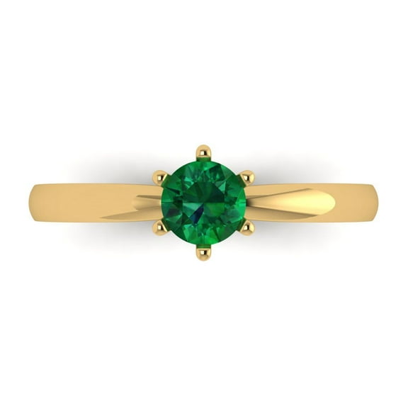 Solitaire Engagement Ring for Women - 0.5ct Simulated Emerald in 18K Yellow Gold Promise Ring