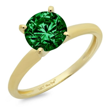 0.5ct Round Brilliant cut - Solitaire - VVS1 Simulated Emerald - 18k Yellow Gold - Bridal Anniversary Engagement Ring
