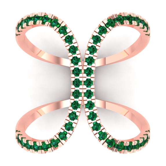 Statement Engagement Ring for Women - 0.5ct Simulated Emerald in 14K Rose Gold Promise Ring