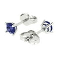 thumbnail image 1 of 0.5 Ct Round Cut Studs Blue Tanzanite 18K White Solid Solid Gold Everyday Dainty Earrings Push Back, 1 of 7