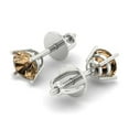 thumbnail image 1 of 0.5 Ct Round Cut Studs Champagne Crystal 18K White Solid Gold Everyday Dainty Earrings Screw Back, 1 of 7
