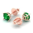 thumbnail image 1 of 0.5 Ct Round Cut Studs Green Emerald 14K Rose Solid Solid Gold Everyday Dainty Earrings Screw Back, 1 of 7