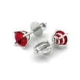 thumbnail image 1 of 0.5 Ct Round Cut Studs Red Ruby 18K White Solid Solid Gold Everyday Dainty Earrings Screw Back, 1 of 7