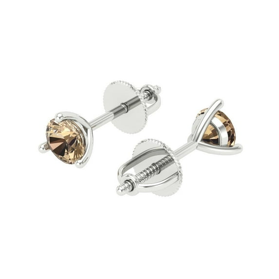 0.5 Ct Round Cut Studs Yellow Moissanite 14K White Solid Solid Gold Everyday Dainty Earrings Screw Back
