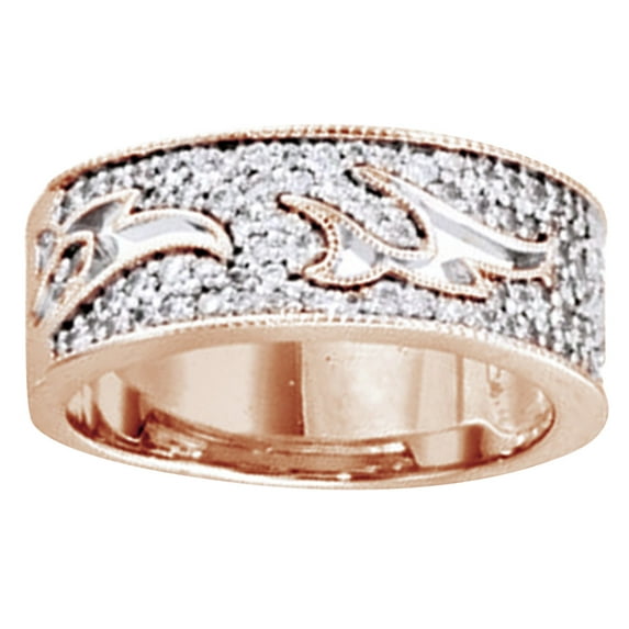 AFFY 0.5 Ct Round Shape White Diamond Anniversary Band Ring In 14K Solid Rose Gold