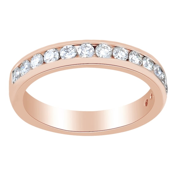 AFFY 0.5 Ct Round Shape White Diamond Engagement Band Ring In 14K Solid Rose Gold By