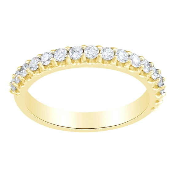 AFFY 0.5 Ct Round Shape White Diamond Engagement Wedding Band Ring In 14K Solid Yellow Gold