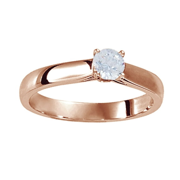 AFFY 0.5 Ct Round Shape White Diamond Solitaire Engagement Ring In 10K Solid Rose Gold