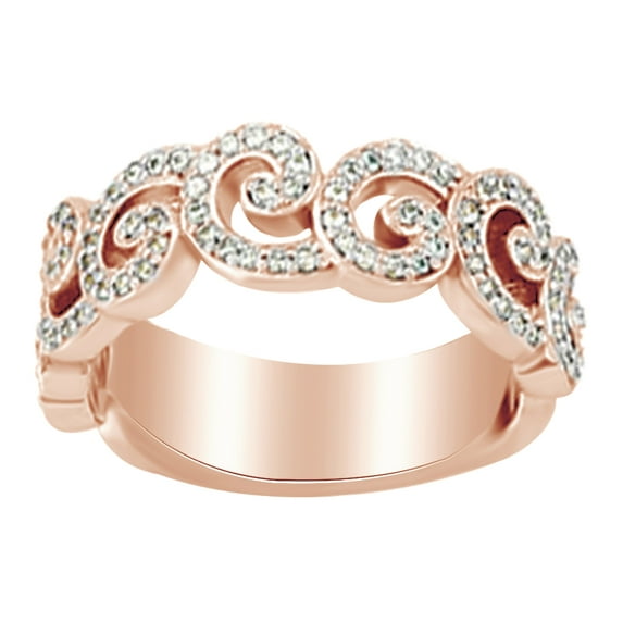 AFFY 0.5 Ct Round Shape White Diamond Swirl Anniversary Band Ring In 14K Solid Rose Gold