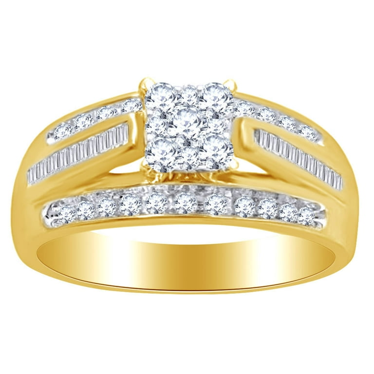 AFFY Ct Round White Natural Diamond Engagement Ring in 14k