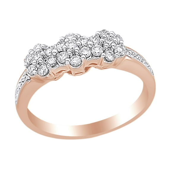 AFFY 0.5 Ct White Natural Diamond Cluster Flower Anniversary Band Ring in 14k Rose Gold Ring Size - 12.5