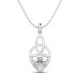 thumbnail image 1 of 0.5 Cts Heart Shape Moonstone Claddagh Women Traditional Necklace 925 Sterling Silver, 1 of 3