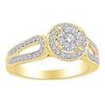 thumbnail image 1 of AFFY 0.5 Cttw Round Cut White Diamond Cluster Engagement Band Ring In 14K Solid Yellow Gold, 1 of 1