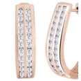 thumbnail image 1 of AFFY 0.5 Cttw Round Cut White Natural Diamond Channel Set Hoop Earrings In 10K Solid Rose Gold, 1 of 1