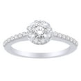 thumbnail image 1 of AFFY (0.5 Cttw) Round Cut White Natural Diamond Cluster Engagement Ring In 14K Solid White Gold, 1 of 1