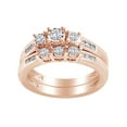 thumbnail image 1 of AFFY (0.5 Cttw) Round Cut White Natural Diamond Three Stone Engagement Bridal Ring Set In 14K Solid Rose Gold, 1 of 1