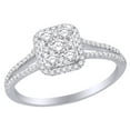 thumbnail image 1 of AFFY (0.5 Cttw) Round Shape White Diamond Cluster Halo Style Engagement Ring In 14K Solid White Gold, 1 of 1