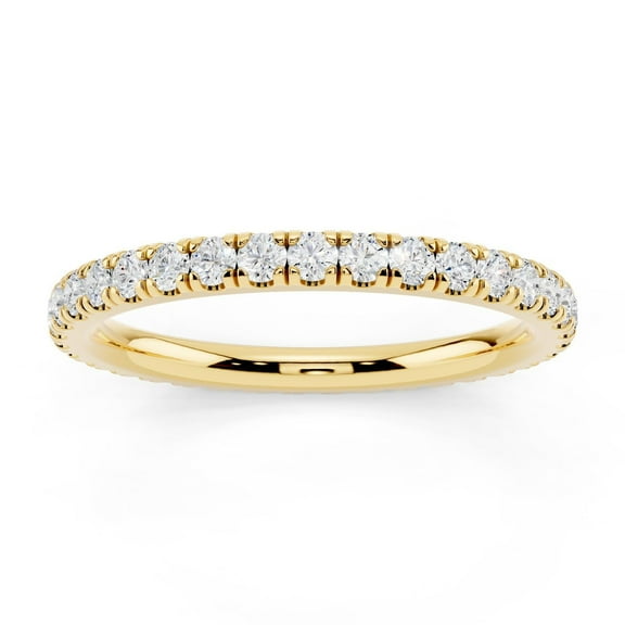 0.5 Ctw Moissanite Eternity Wedding Band for Women 14K Yellow Gold Plated 925 Sterling Silver Stackable Wedding Ring D Color, VVS1 Fine Jewelry Gift Size 7