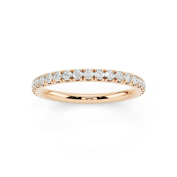 0.5 Ctw Moissanite Eternity Wedding Band for Women 14K Rose Gold Plated Silver Stackable Wedding Ring D Color, VVS1 Fine Jewelry Gift Size 9.5