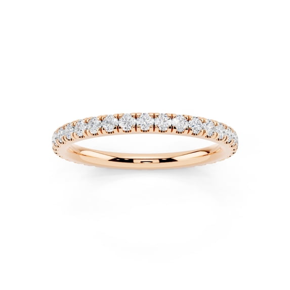 0.5 Ctw Moissanite Eternity Wedding Band for Women 14K Rose Gold Plated Silver Stackable Wedding Ring D Color, VVS1 Fine Jewelry Gift Size 9