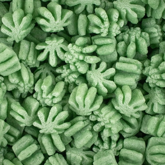 0.5 Cu Ft - Green Leaf Shaped Recycled Anti-Static Packing Peanuts - Compostable & Naturally Breaks Down Cushion for Shipping - Dust-Free & Abrasion Resistant - Void Filler