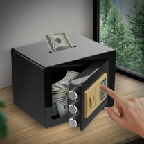 RIFLEWELL 0.8 Cub Safe Box - Small Home Safe for Money Jewelry Documents, Security Safe Box, Solid Steel Lock Box with Digital Electronic Security Keypad for Home Office Hotel (Black)