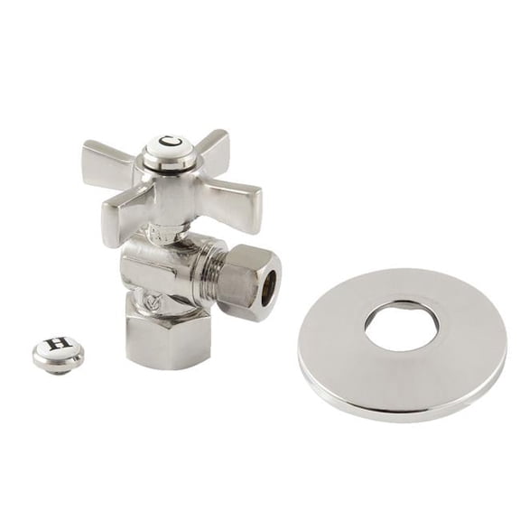 0.5 FIP x 0.37 in. OD Compression Quarter-Turn Angle Stop Valve with Flange, Polished Nickel