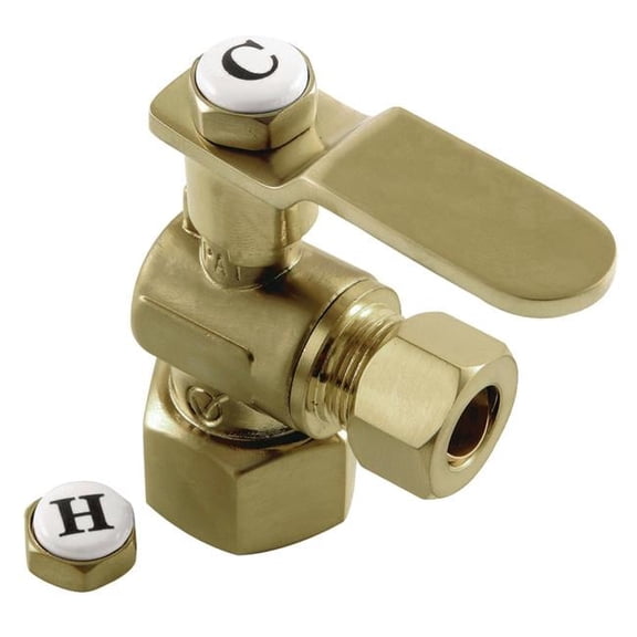 0.5 FIP x 0.375 in. O.D. Comp Whitaker Angle Stop Valve, Brushed Brass