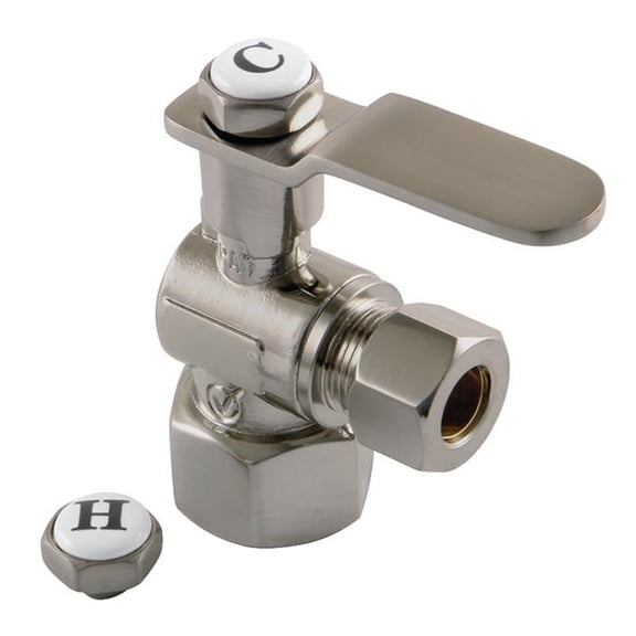 0.5 FIP x 0.375 in. O.D. Comp Whitaker Angle Stop Valve, Brushed Nickel