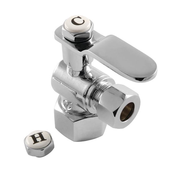 0.5 FIP x 0.375 in. O.D. Comp Whitaker Angle Stop Valve, Polished Chrome