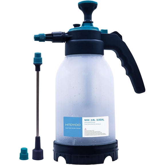 0.5 Gallon Garden Pump Sprayer, Hand Held Garden Sprayer, Water Spray Unit with Adjustable Nozzle and Extra Extended Spray