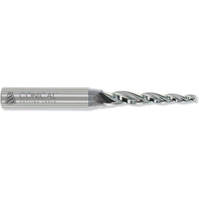 0.5° HSS Tapered End Mill 3 Flute x 1/4'' Tip x 0.2718'' Large Diameter x 3/8'' Shank x 1 1/4