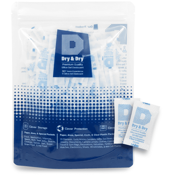 0.5(Half) Gram [250 Packets] "Dry & Dry" Silica Gel Packets Desiccant Dehumidifier - Food Safe(FDA Complliant) Silica Packets for Moisture