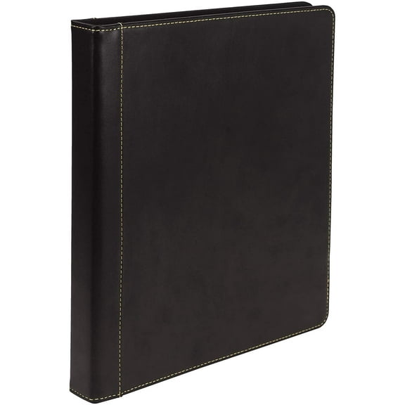 0.5 Inch 3 Ring Binder, Leather, with Contrast Stitching, 8.5X 11 Inch, Rings, Notebook Portfolio Orizer, Planner, Journal